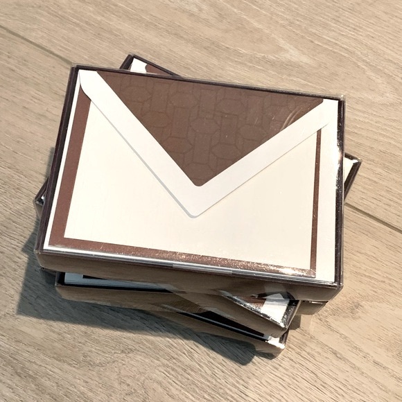 Lot of 4 Hallmark Blank Cards Stationary Embossed Geometric Brown/Cream - Picture 5 of 10